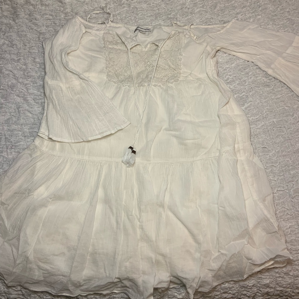 Ruffled over the shoulder dress with straps